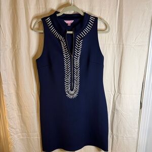Lilly Pulitzer Navy Sleeveless Mini Dress with Silver Embellishment